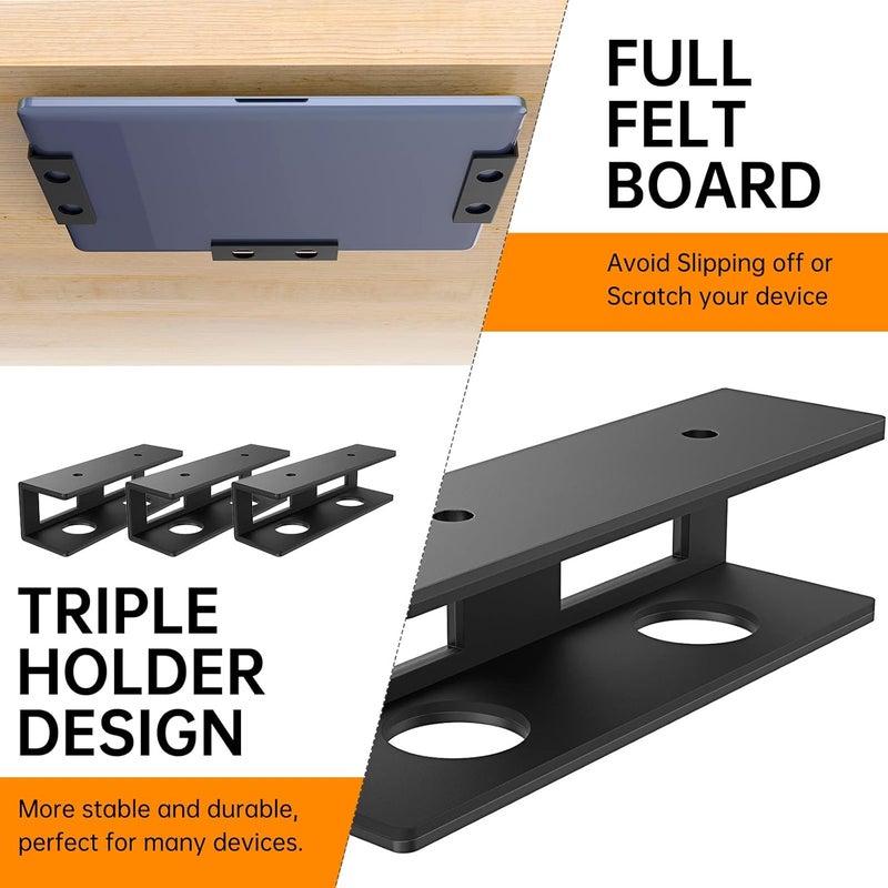 FOROIRON 3-Piece Under Desk Laptop Mount with Anti-Scratch Felt Board and Durable Shelf for Storage - Image 5